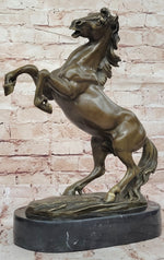 Rearing Stallion Horse Bronze Sculpture Statue Figure on Marble Base by Lecourtier 