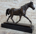 Load image into Gallery viewer, Signed Prosper Lecourtier Racing Horse Stallion Hot Cast Sculpture Marble Base
