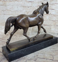 Load image into Gallery viewer, Signed Prosper Lecourtier Racing Horse Stallion Hot Cast Sculpture Marble Base

