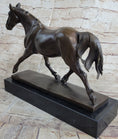 Load image into Gallery viewer, Signed Prosper Lecourtier Racing Horse Stallion Hot Cast Sculpture Marble Base
