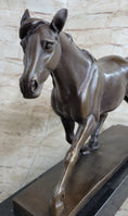 Load image into Gallery viewer, Signed Prosper Lecourtier Racing Horse Stallion Hot Cast Sculpture Marble Base
