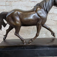 Load image into Gallery viewer, Signed Prosper Lecourtier Racing Horse Stallion Hot Cast Sculpture Marble Base
