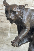 Load image into Gallery viewer, Cougar Panther Jaguar Cat Collector Bronze Marble Base Bookend Statue Art Decor

