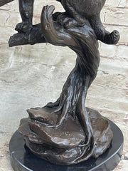 Cougar Panther Jaguar Cat Collector Bronze Marble Base Bookend Statue Art Decor