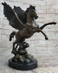 Load image into Gallery viewer, Flying Pegasus Winged Horse Greek Mythology Bronze Statue Sculpture Signed 15" x 14"
