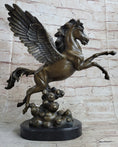 Load image into Gallery viewer, Flying Pegasus Winged Horse Greek Mythology Bronze Statue Sculpture Signed 15" x 14"
