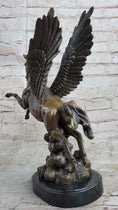 Load image into Gallery viewer, Flying Pegasus Winged Horse Greek Mythology Bronze Statue Sculpture Signed 15" x 14"
