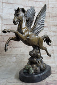 Load image into Gallery viewer, Flying Pegasus Winged Horse Greek Mythology Bronze Statue Sculpture Signed 15" x 14"
