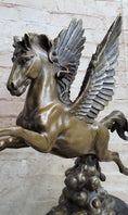 Load image into Gallery viewer, Flying Pegasus Winged Horse Greek Mythology Bronze Statue Sculpture Signed 15" x 14"
