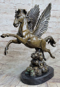 Load image into Gallery viewer, Flying Pegasus Winged Horse Greek Mythology Bronze Statue Sculpture Signed 15" x 14"
