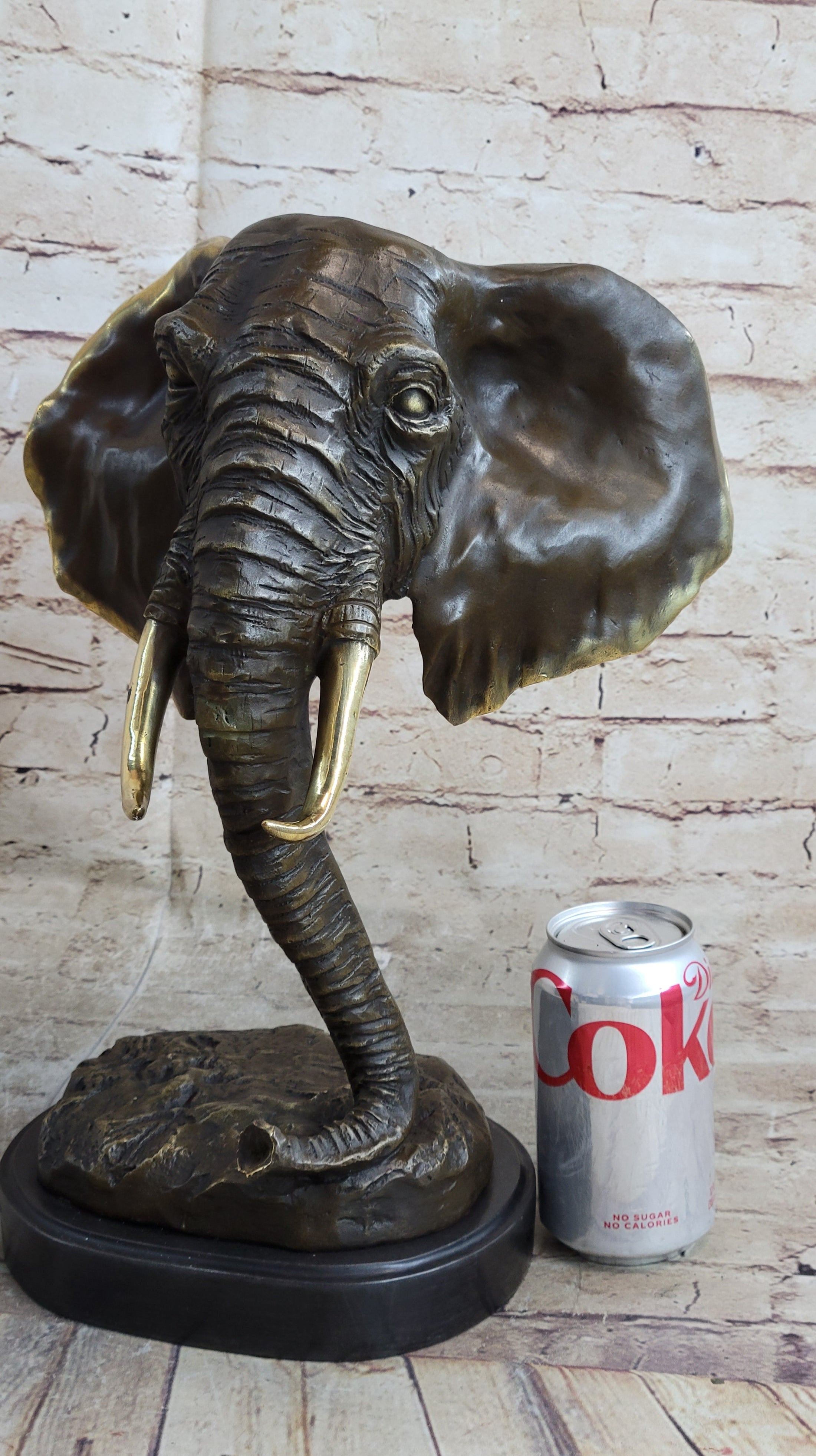 Abstract Floating Elephant Head Bust Bronze Sculpture Statue Art Africa