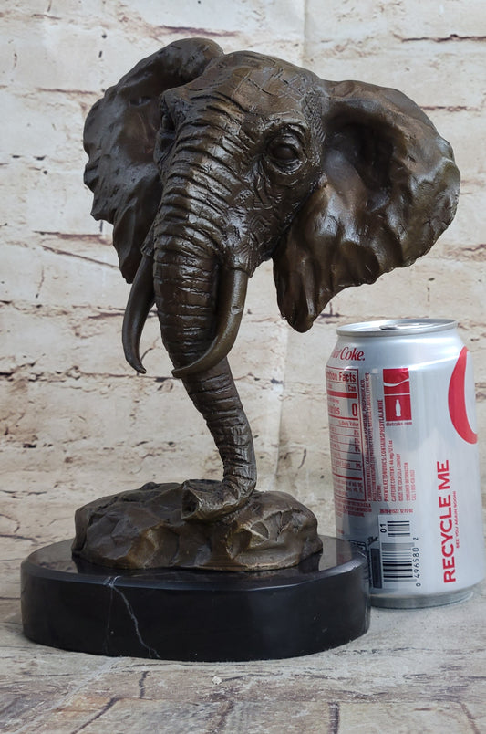 Original Milo Large Elephant Bust Bronze Sculpture Statue Wildlife Safari Decor