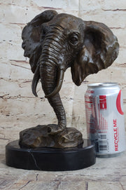Original Milo Large Elephant Bust Bronze Sculpture Statue Wildlife Safari Decor