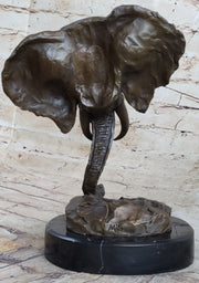 Original Milo Large Elephant Bust Bronze Sculpture Statue Wildlife Safari Decor