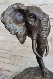 Original Milo Large Elephant Bust Bronze Sculpture Statue Wildlife Safari Decor