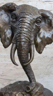 Original Milo Large Elephant Bust Bronze Sculpture Statue Wildlife Safari Decor