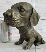 Bobble Head Style Floppy Eared Dog Cute Bronze Statue Sculpture Signed Collectible 9