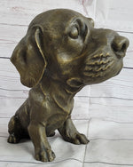 Bobble Head Style Floppy Eared Dog Cute Bronze Statue Sculpture Signed Collectible 9