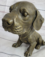Bobble Head Style Floppy Eared Dog Cute Bronze Statue Sculpture Signed Collectible 9