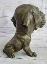Bobble Head Style Floppy Eared Dog Cute Bronze Statue Sculpture Signed Collectible 9