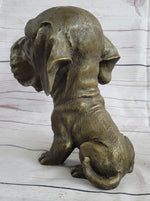 Bobble Head Style Floppy Eared Dog Cute Bronze Statue Sculpture Signed Collectible 9