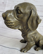 Bobble Head Style Floppy Eared Dog Cute Bronze Statue Sculpture Signed Collectible 9