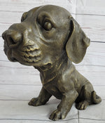 Bobble Head Style Floppy Eared Dog Cute Bronze Statue Sculpture Signed Collectible 9