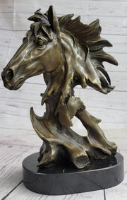 Abstract Horse Bust Bronze Statue Sculpture Modern Art Original Equestrian Decor 12
