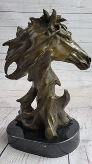 Abstract Horse Bust Bronze Statue Sculpture Modern Art Original Equestrian Decor 12