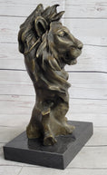 Load image into Gallery viewer, Male Lion Abstract Modern Bust Statue Sculpture Bronze Metal on Marble 12" x 7"
