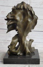 Male Lion Abstract Modern Bust Statue Sculpture Bronze Metal on Marble 12