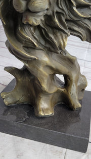 Male Lion Abstract Modern Bust Statue Sculpture Bronze Metal on Marble 12