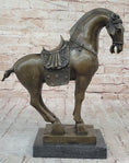 Load image into Gallery viewer, Tang Dynasty Horse Bronze Sculpture Mantle Marble Base Statue Hot Cast Figurine 14" x 12"
