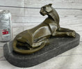 Load image into Gallery viewer, Handcrafted Henry Moore Mountain Lion Bronze Sculpture Marble Base Figurine
