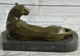 Load image into Gallery viewer, Handcrafted Henry Moore Mountain Lion Bronze Sculpture Marble Base Figurine

