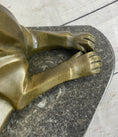 Load image into Gallery viewer, Handcrafted Henry Moore Mountain Lion Bronze Sculpture Marble Base Figurine
