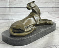 Load image into Gallery viewer, Handcrafted Henry Moore Mountain Lion Bronze Sculpture Marble Base Figurine
