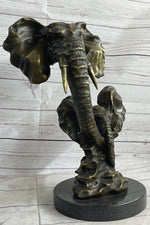 Elephant Family Abstract Bronze Bust Statue Sculpture Head Signed Modern Art 16