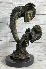 Elephant Family Abstract Bronze Bust Statue Sculpture Head Signed Modern Art 16
