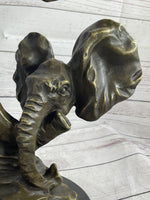 Elephant Family Abstract Bronze Bust Statue Sculpture Head Signed Modern Art 16