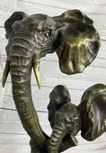 Load image into Gallery viewer, Elephant Family Abstract Bronze Bust Statue Sculpture Head Signed Modern Art 16" x 13"
