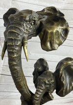 Elephant Family Abstract Bronze Bust Statue Sculpture Head Signed Modern Art 16