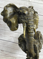 Elephant Family Abstract Bronze Bust Statue Sculpture Head Signed Modern Art 16