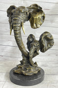 Load image into Gallery viewer, Elephant Family Abstract Bronze Bust Statue Sculpture Head Signed Modern Art 16" x 13"
