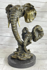 Elephant Family Abstract Bronze Bust Statue Sculpture Head Signed Modern Art 16