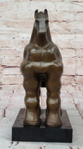 Load image into Gallery viewer, Fernando Botero Trojan Horse Abstract Bronze Statue Sculpture on Marble Base
