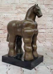 Fernando Botero Trojan Horse Abstract Bronze Statue Sculpture on Marble Base