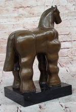 Fernando Botero Trojan Horse Abstract Bronze Statue Sculpture on Marble Base