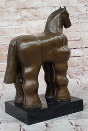 Fernando Botero Trojan Horse Abstract Bronze Statue Sculpture on Marble Base