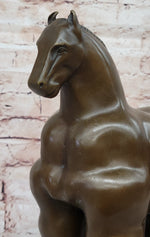 Fernando Botero Trojan Horse Abstract Bronze Statue Sculpture on Marble Base